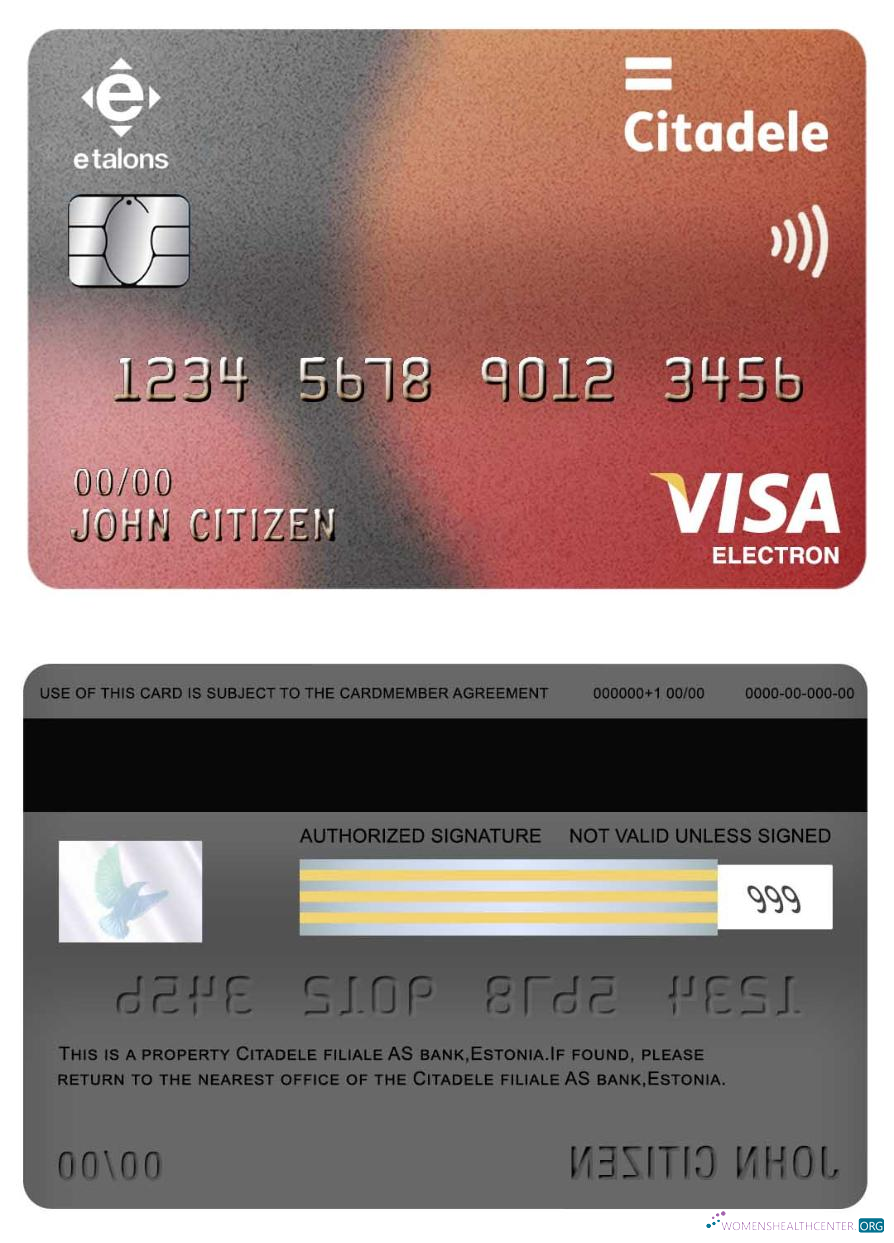 Download Estonia Citadele Filiale AS bank visa electron card Photoshop template